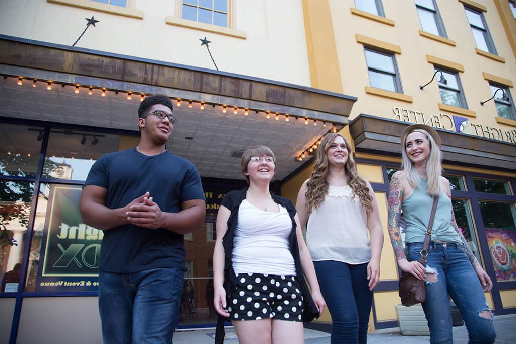 Students on the Olde Towne Walking Mall in down town Winchester